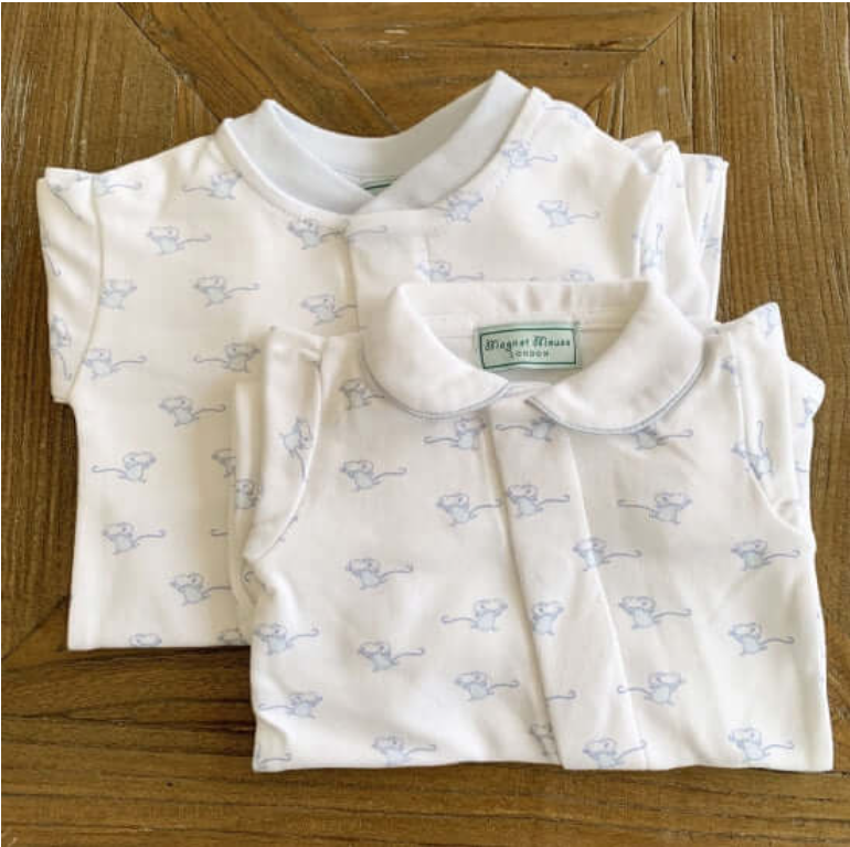 Blue Mouse Magnetic Footless Romper