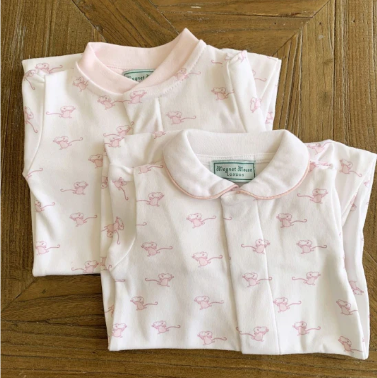 Pink Mouse Magnetic Footless Romper