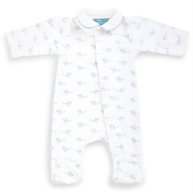 Blue Mouse Magnetic Footed Onesie
