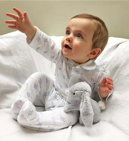 Blue Mouse Magnetic Footed Onesie