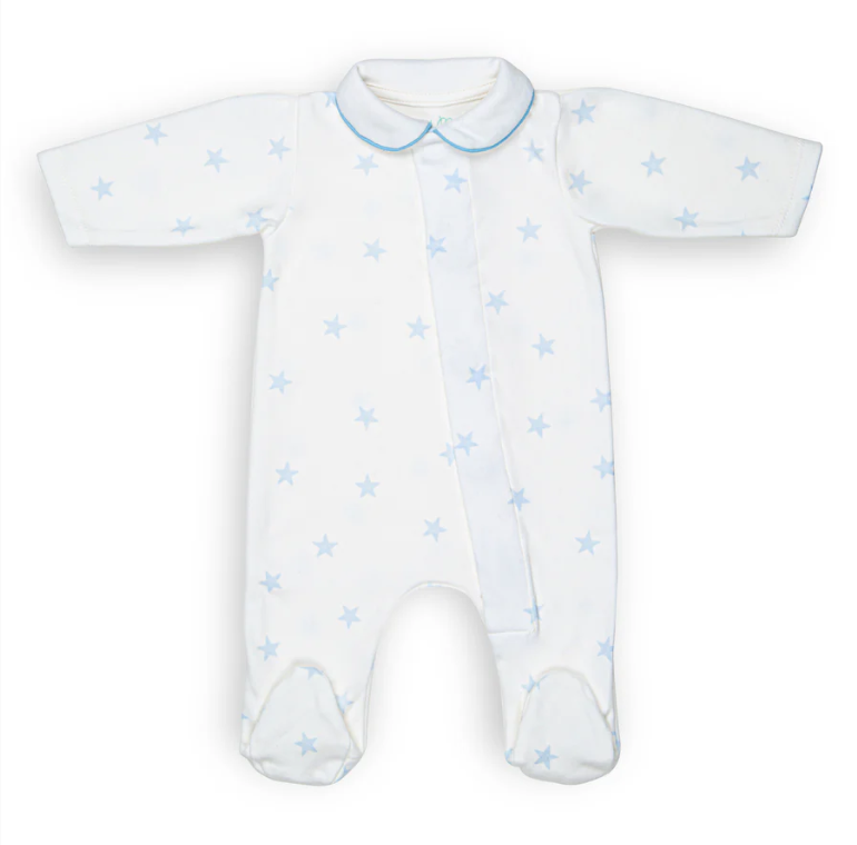 Cloud Blue Star Magnetic Footed Onesie