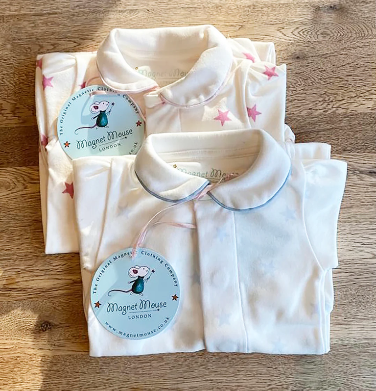 Cloud Blue Star Magnetic Footed Onesie