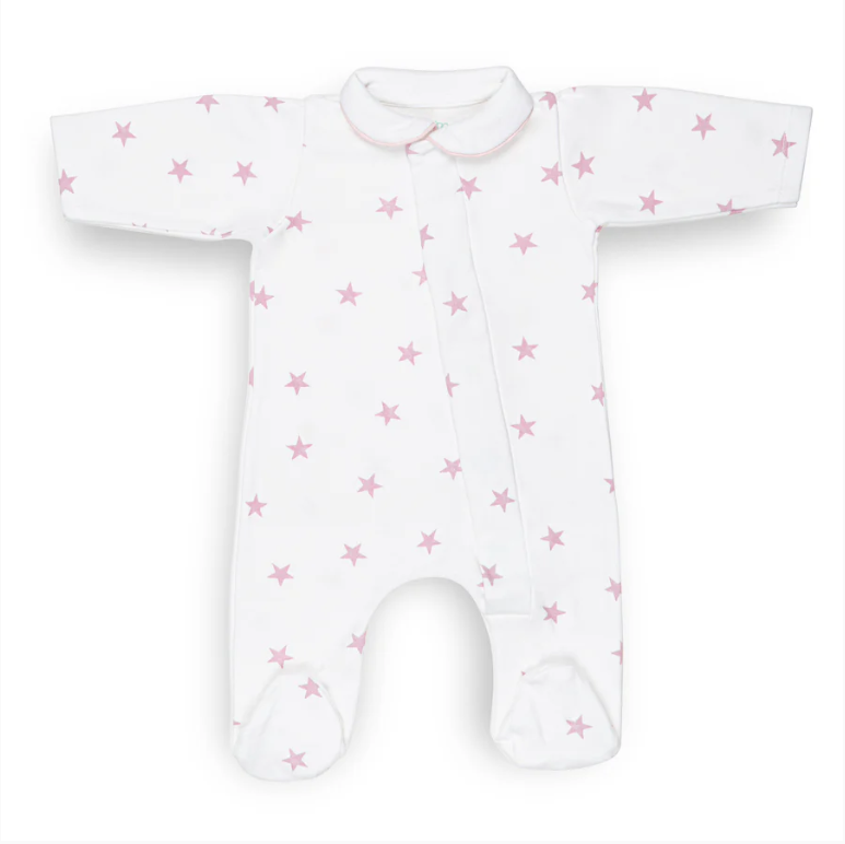 Raspberry Pink Star Magnetic Footed Onesie