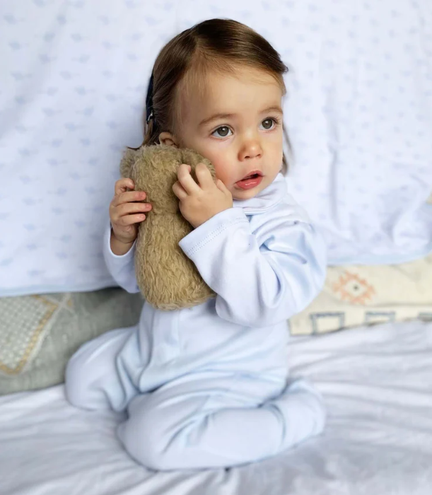 Pale Blue Magnetic Footed Onesie